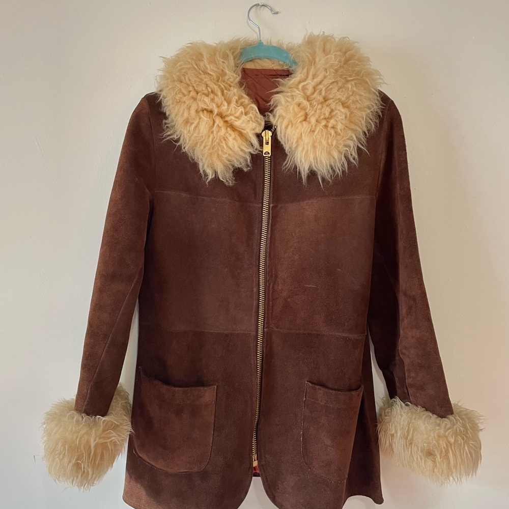 Vintage 70s Suede Penny Lane Coat – Sears – Faux Shearling